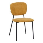 Καρέκλα Cathair  μπουκλέ ύφασμα σε κίτρινη απόχρωση με μαύρα μεταλλικά πόδια 48x53x82εκ