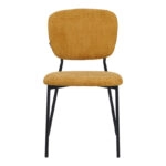 Καρέκλα Cathair  μπουκλέ ύφασμα σε κίτρινη απόχρωση με μαύρα μεταλλικά πόδια 48x53x82εκ