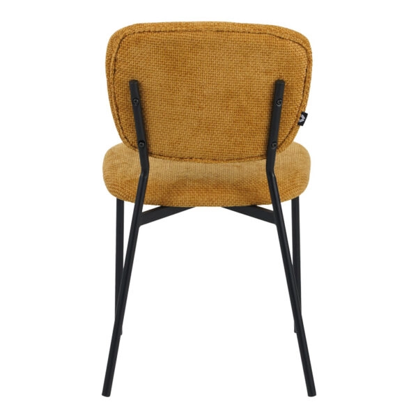 Καρέκλα Cathair  μπουκλέ ύφασμα σε κίτρινη απόχρωση με μαύρα μεταλλικά πόδια 48x53x82εκ
