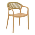 Πολυθρόνα Ankara  στοιβαζόμενη pp cappuccino απόχρωση με μπεζ rattan 57x48x80εκ
