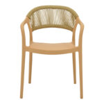 Πολυθρόνα Ankara  στοιβαζόμενη pp cappuccino απόχρωση με μπεζ rattan 57x48x80εκ