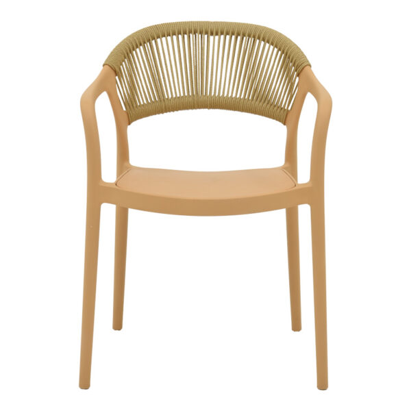 Πολυθρόνα Ankara  στοιβαζόμενη pp cappuccino απόχρωση με μπεζ rattan 57x48x80εκ
