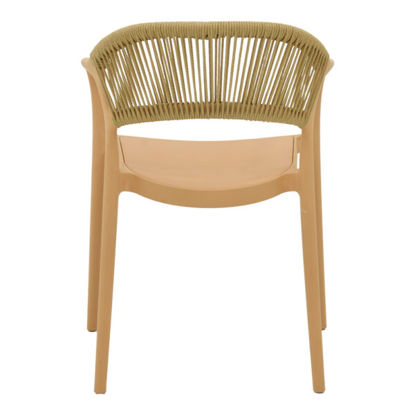 Πολυθρόνα Ankara  στοιβαζόμενη pp cappuccino απόχρωση με μπεζ rattan 57x48x80εκ