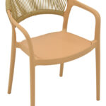 Πολυθρόνα Ankara  στοιβαζόμενη pp cappuccino απόχρωση με μπεζ rattan 57x48x80εκ