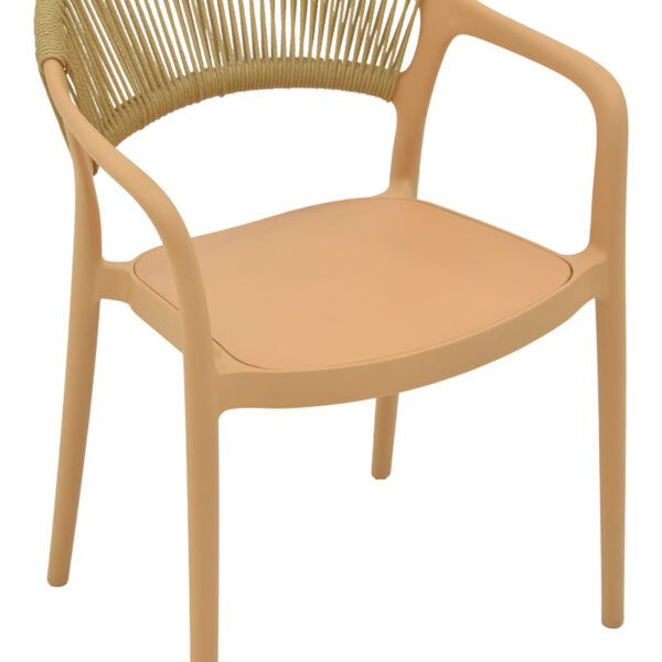 Πολυθρόνα Ankara  στοιβαζόμενη pp cappuccino απόχρωση με μπεζ rattan 57x48x80εκ