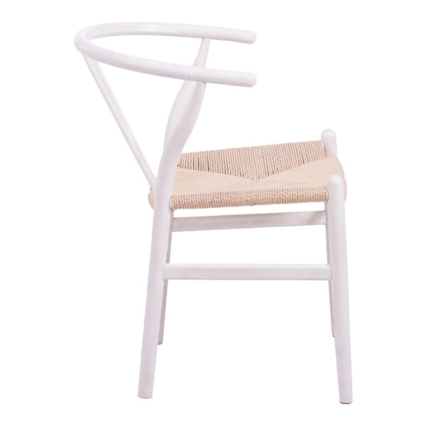 Καρέκλα Wishbone  rubberwood-σχοινί σε λευκή απόχρωση 53.5x57x74εκ