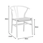 Καρέκλα Wishbone  rubberwood-σχοινί σε λευκή απόχρωση 53.5x57x74εκ