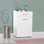 Ντουλάπι μπάνιου Chad  με καλάθι απλύτων λευκό gloss 52x38x83εκ