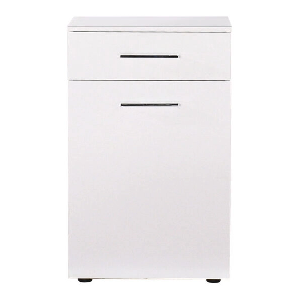 Ντουλάπι μπάνιου Chad  με καλάθι απλύτων λευκό gloss 52x38x83εκ