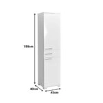 Ντουλάπα Chad  με συρτάρια λευκό gloss 45x40x188εκ