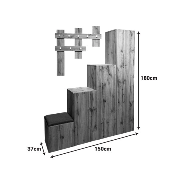 Έπιπλο εισόδου Nenich  σε oak απόχρωση 150x37x180εκ