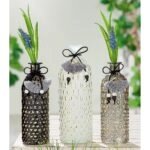 Βάζο  Μπουκάλι Γυαλί 7x7x20.5cm Σε 3 Χρώματα