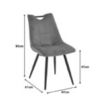 Καρέκλα Nely  βελούδο σε καφέ απόχρωση με μαύρο πόδι 46x61x86εκ