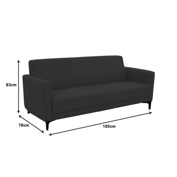 Καναπές τριθέσιος Sidica PU σε μαύρη απόχρωση 185x78x83εκ
