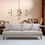 Καναπές 2θέσιος Fortune  βελούδο μπεζ-μαύρο 175x90x88εκ