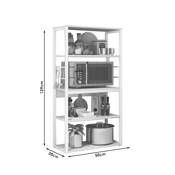 Ραφιέρα επιδαπέδια Tace  μέταλλο λευκό-φυσικό 50x30x129εκ