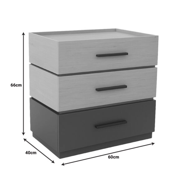 Κομοδίνο Sonlen mdf σε sonoma-ανθρακί απόχρωση 60x40x66εκ