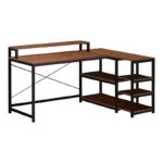 Γραφείο γωνιακό αναστρέψιμο Tebul  MDF-metal σε καρυδί απόχρωση 130x60x88εκ