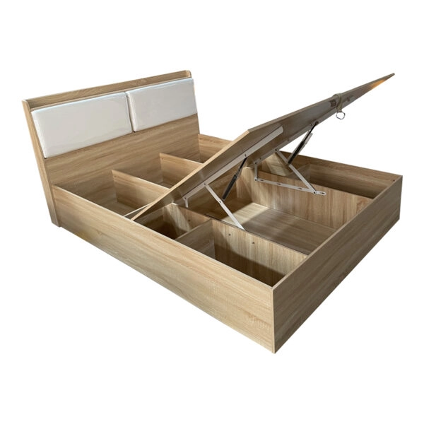 Κρεβάτι Akvare διπλό με αποθηκευτικό χώρο mdf σε φυσική απόχρωση 150x200εκ