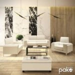 Καναπές Shea  3θέσιος PU ivory-inox 198x80x87εκ