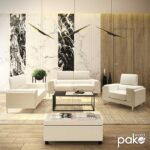 Καναπές Shea  2θέσιος PU ivory-inox 158x80x87εκ