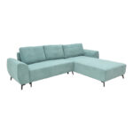 Kαναπές κρεβάτι τριθέσιος αναστρέψιμος Settee  ύφασμα με αποθηκευτικό χώρο σε σιέλ απόχρωση 286x204x93εκ