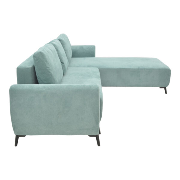 Kαναπές κρεβάτι τριθέσιος αναστρέψιμος Settee  ύφασμα με αποθηκευτικό χώρο σε σιέλ απόχρωση 286x204x93εκ