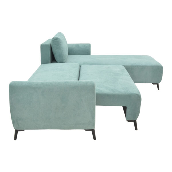 Kαναπές κρεβάτι τριθέσιος αναστρέψιμος Settee  ύφασμα με αποθηκευτικό χώρο σε σιέλ απόχρωση 286x204x93εκ