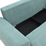 Kαναπές κρεβάτι τριθέσιος αναστρέψιμος Settee  ύφασμα με αποθηκευτικό χώρο σε σιέλ απόχρωση 286x204x93εκ