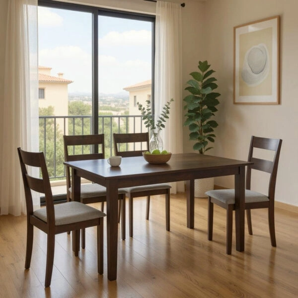 Tραπεζαρία επεκτεινόμενη Mabor-Dallan  ξύλο σε καρυδί απόχρωση 120-150x80x73,8εκ