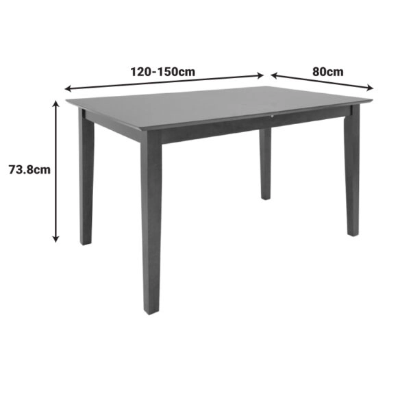 Tραπεζαρία επεκτεινόμενη Mabor-Dallan  ξύλο σε καρυδί απόχρωση 120-150x80x73,8εκ