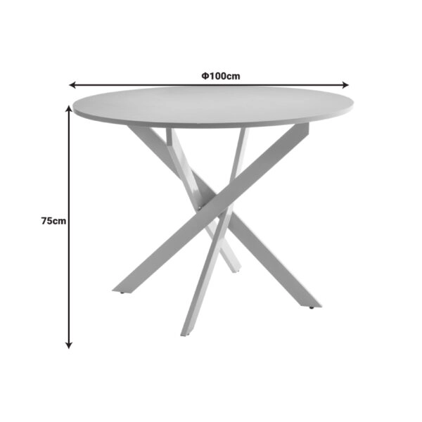 Τραπέζι Dammero mdf κρεμ απόχρωση με πόδι κρεμ μέταλλο Φ100x75εκ