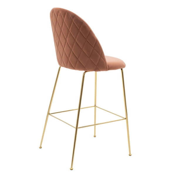 Σκαμπό μπαρ Ruth  μεταλλικό χρυσό gloss-βελούδο σάπιο μήλο