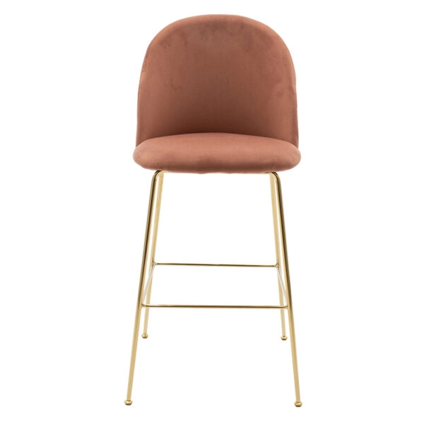 Σκαμπό μπαρ Ruth  μεταλλικό χρυσό gloss-βελούδο σάπιο μήλο