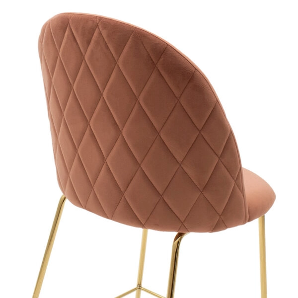 Σκαμπό μπαρ Ruth  μεταλλικό χρυσό gloss-βελούδο σάπιο μήλο