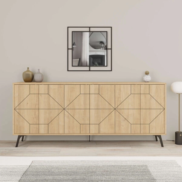 Μπουφές Bufel  σε φυσική απόχρωση 181x35x77.4εκ