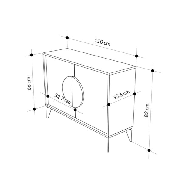 Μπουφές Gora  σε απόχρωση ανοιχτό καρυδί 110x35.6x82εκ