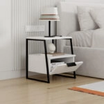 Κομοδίνο Johana μαύρο-λευκό 45x40x50εκ