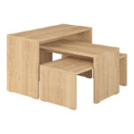 Τραπέζια σαλονιού Kantar  σετ 3τεμ σε φυσική απόχρωση 65x30x39εκ