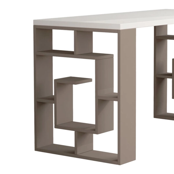 Γραφείο Labirent χρώμα λευκό-μόκα 140x60x75εκ