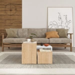 Τραπέζια σαλονιού Kantar σετ 3τεμ σε oak-λευκή απόχρωση 65x30x39εκ