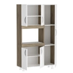 Ντουλάπα κουζίνας Defne χρώμα λευκό-καρυδί 89x37.5x160εκ