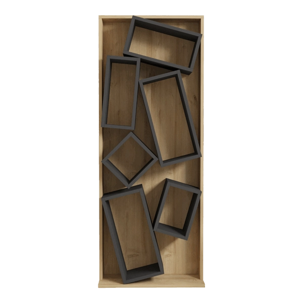 Βιβλιοθήκη Jamey  φυσικό-ανθρακί 60x24x153,6εκ