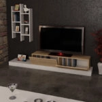 Έπιπλο τηλεόρασης Rumba  σε λευκή-oak απόχρωση 180x30x31εκ