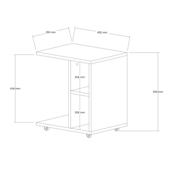 Βοηθητικό τραπέζι σαλονιού Tamy  τροχήλατο σε oak απόχρωση 45x35x50εκ