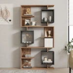 Βιβλιοθήκη Cubix  σε sonoma-ανθρακί απόχρωση 90x24,6x171,90εκ