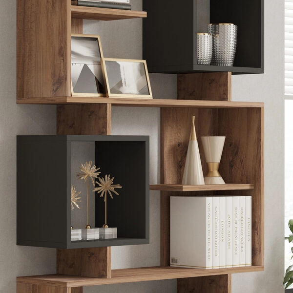 Βιβλιοθήκη Cubix  σε sonoma-ανθρακί απόχρωση 90x24,6x171,90εκ
