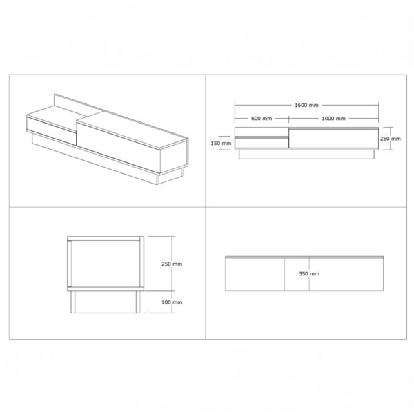 Έπιπλο τηλεόρασης Eclipse σε κρεμ-oak απόχρωση 160x35x35εκ