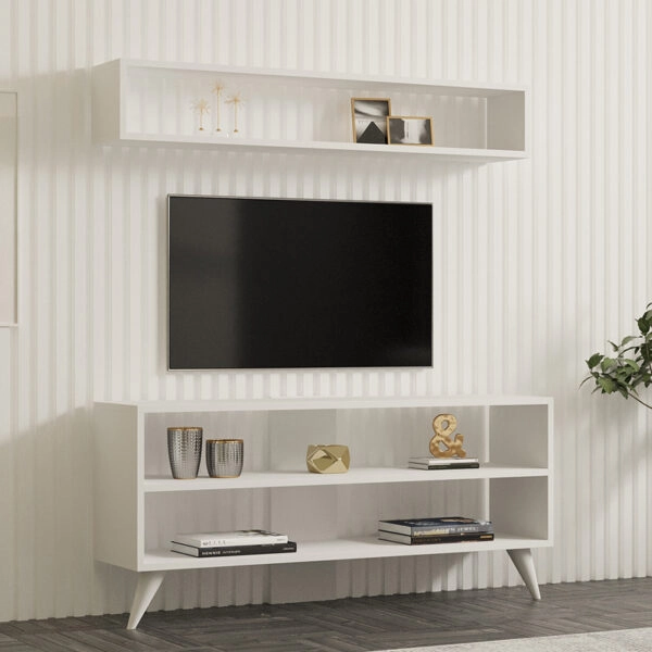 Σύνθετο σαλονιού Prestige  σε λευκή απόχρωση 120x29,6x50εκ