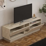 Έπιπλο τηλεόρασης Cogo  σε όψη τραβερτίνας 160x40x45εκ